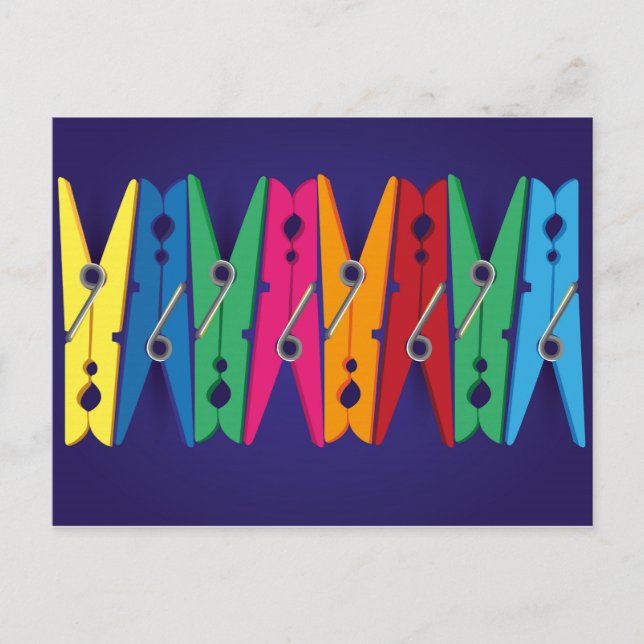 Colorful Clothespins Postcard (Front)