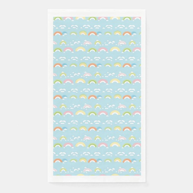 Colorful Cloud and Rainbow Seamless Paper Guest Towels (Front)