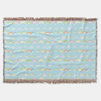 Colorful Cloud and Rainbow Seamless Throw Blanket