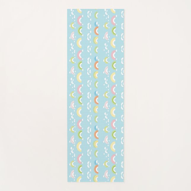 Colorful Cloud and Rainbow Seamless Yoga Mat (Front)