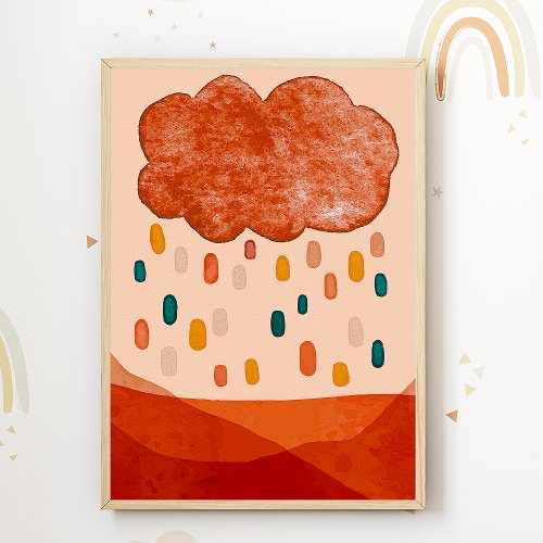 Colorful Cloud Kids Room Poster Cute Nursery Print