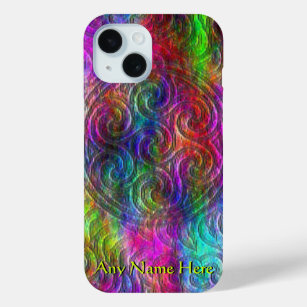 Colorful Clouds Celtic Knot with Name iPhone 15 Case