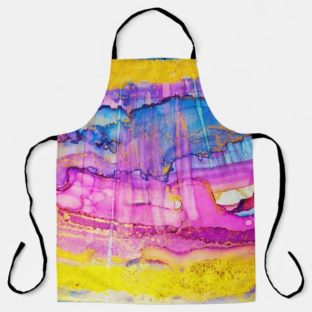 Colorful clouds macro, ink splatter. apron (Front)