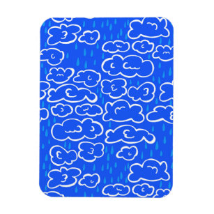 Colorful Clouds Rain Blue Pattern Magnet