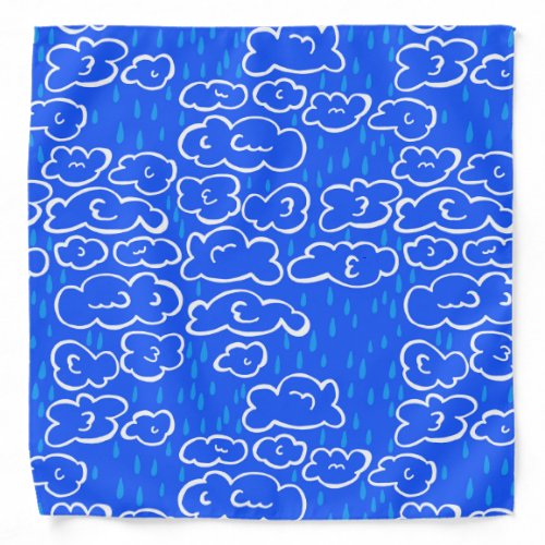 Colorful Clouds Rain Stormy Blue Pattern Bandana