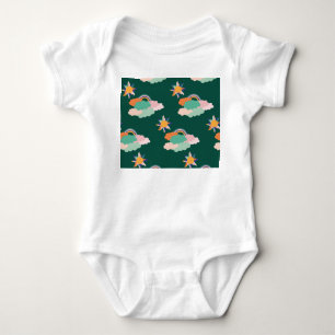 Colorful Clouds Rainbows Seamless Pattern Baby Bodysuit