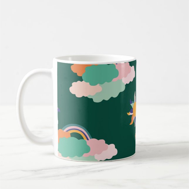 Colorful Clouds Rainbows Seamless Pattern Coffee Mug (Left)