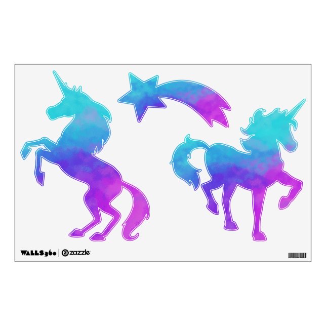 Colorful Clouds Unicorns Wall Decals (Front)