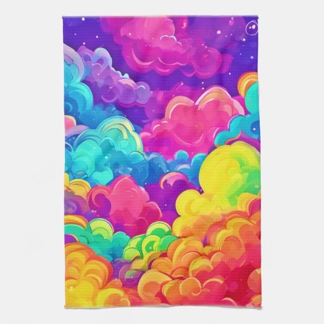 Colorful Cloudscape Art Kitchen Towel (Vertical)