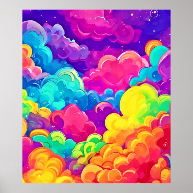 Colorful Cloudscape Art Poster (Front)