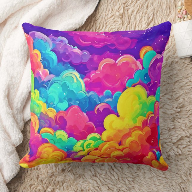 Colorful Cloudscape Art Throw Pillow (Blanket)