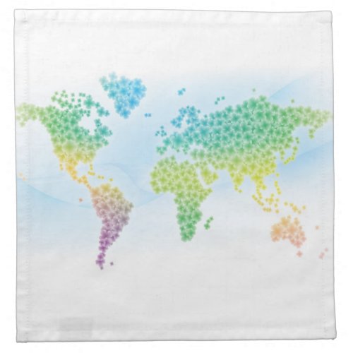 Colorful Clover World Map Napkin
