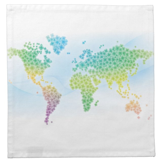 Colorful Clover World Map Napkin (Front)