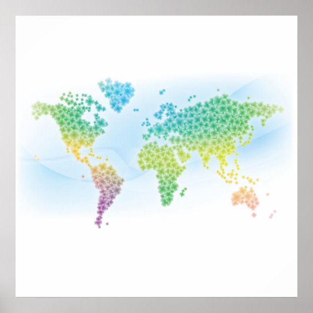 Colorful Clover World Map Poster (Front)