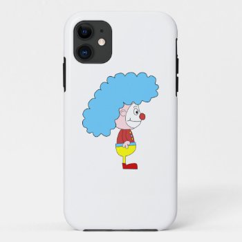 Colorful Clown Cartoon. Blue Hair. Iphone 11 Case by Graphics_By_Metarla at Zazzle