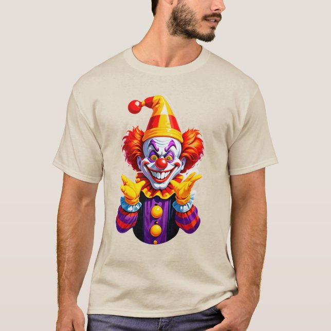 Colorful Clown Character In Bright Costume T-Shirt (Front)