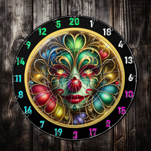 Colorful Clown Face Dartboard with Red Nose (Creator Uploaded)