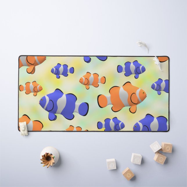 colorful clown fish ocean 3d aquatic design desk mat (Kids Table)