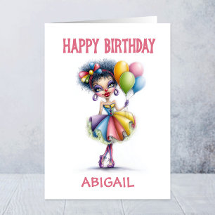 Colorful Clown Holding Balloons Birthday Card