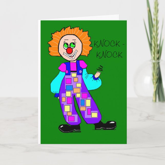 Colorful Clown Knock-knock Birthday Card (Front)