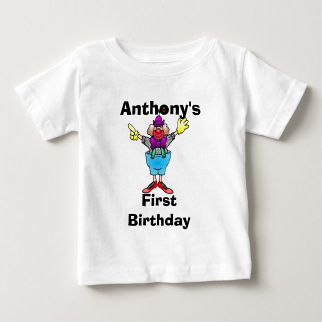 Colorful Clown Personalized Baby Tee (Front)