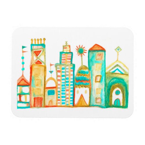 Colorful Clown Town Whimsical Village Magnet