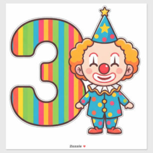 Colorful Clown With Rainbow Number Sticker