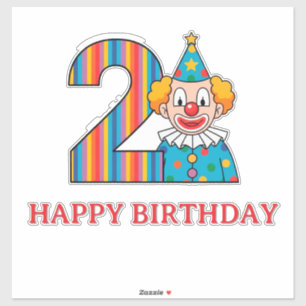 Colorful Clown With Rainbow Number Sticker