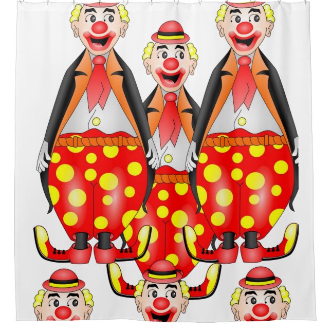 Colorful clowns children's shower curtain white (Front)