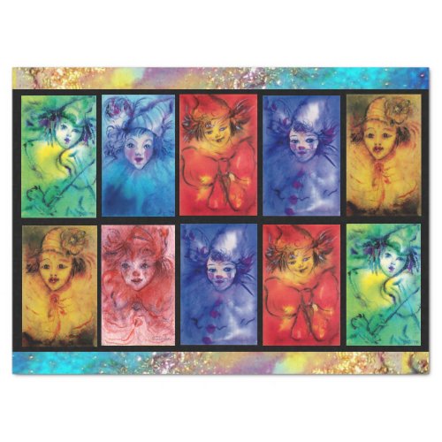 COLORFUL CLOWNS COLLECTION Venetian Carnival Faces Tissue Paper