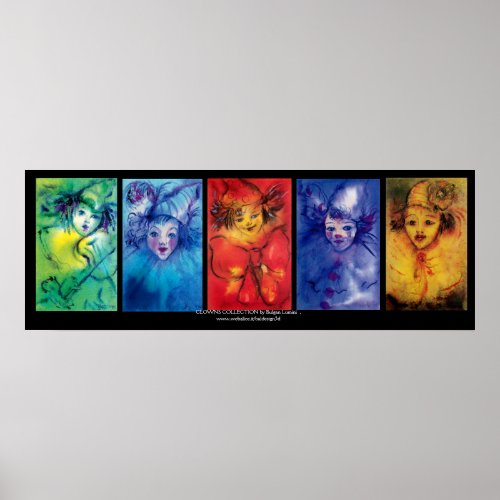 COLORFUL CLOWNS  Venetian Masquearde Faces Poster