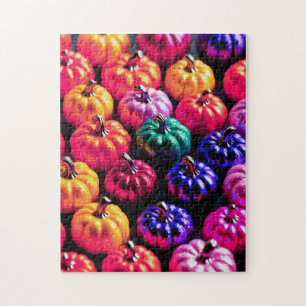 Colorful cluster of Halloween Pumpkins Jigsaw Puzzle
