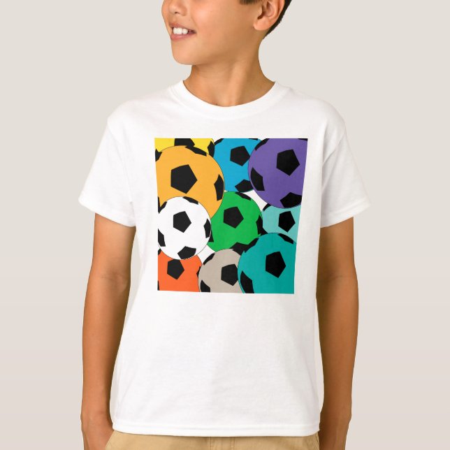 Colorful cluster of soccer balls T-Shirt (Front)