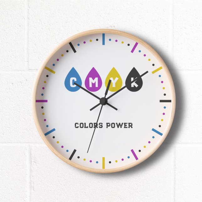 Colorful CMYK Ink Drops Clock (Colorful CMYK Ink Drops Clock)
