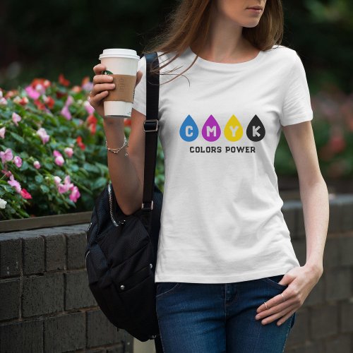 Colorful CMYK Ink Drops Womens T_Shirt