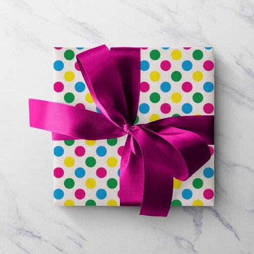 Colorful CMYK Polka Dots Wrapping Paper