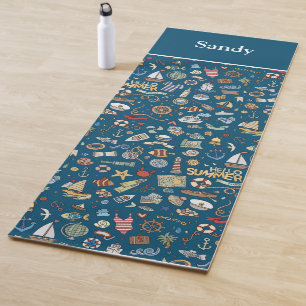 Colorful Coastal Beach Nautical Design Yoga Mat