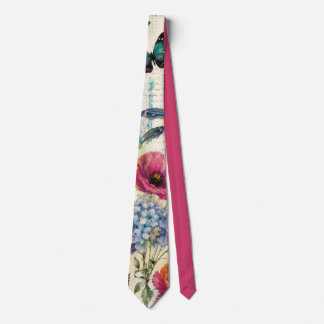 Colorful Coastal Botanical watercolor Pattern Neck Tie