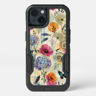 Colorful Coastal Botanical watercolor Pattern iPhone 13 Case