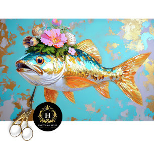 Colorful Coastal Fish Furniture Decoupage Tissue Paper