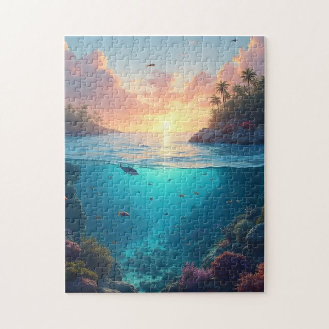 Colorful coastal inlet jigsaw puzzle (Vertical)