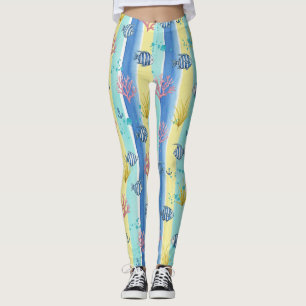 Colorful Coastal Sea Life Pattern (10) Leggings
