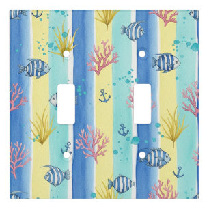 Colorful Coastal Sea Life Pattern (10) Light Switch Cover
