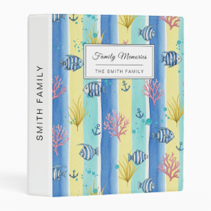 Colorful Coastal Sea Life Pattern (10) Mini Binder