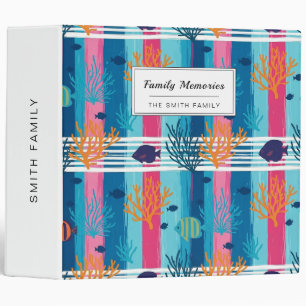 Colorful Coastal Sea Life Pattern (11) 3 Ring Binder