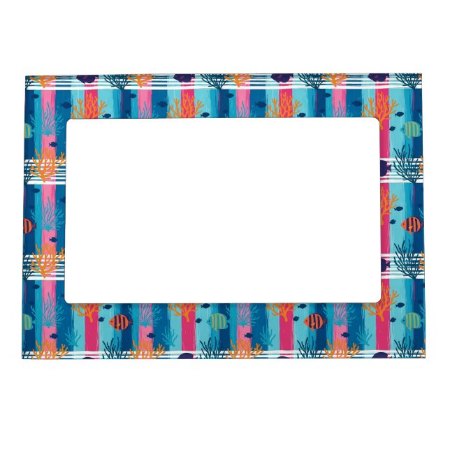 Colorful Coastal Sea Life Pattern (11) Magnetic Frame (Front)