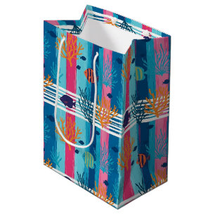 Colorful Coastal Sea Life Pattern (11) Medium Gift Bag