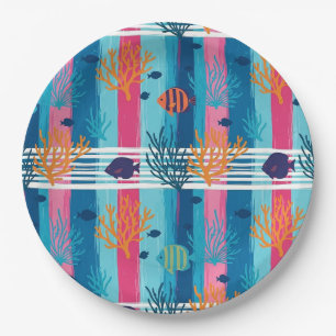 Colorful Coastal Sea Life Pattern (11) Paper Plates