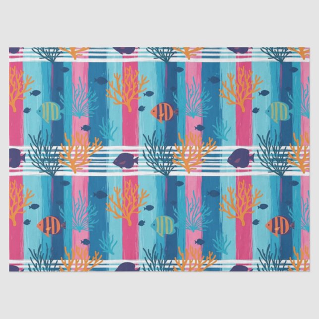 Colorful Coastal Sea Life Pattern (11) Tissue Paper (Front)