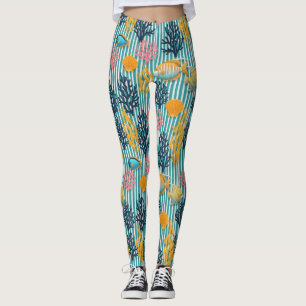 Colorful Coastal Sea Life Pattern (12) Leggings
